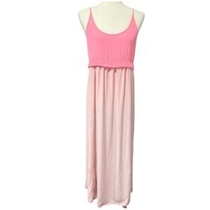 Aritzia Wilfred Pink Silk Two Tone Bisous Midi Dress Small Flowy Feminine Boho